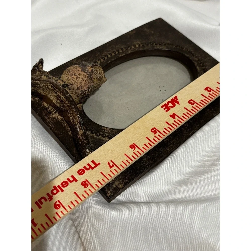3D Owl Picture photo Frame oval Resin Stone Cabin Country Nature Shabby Chic‎
